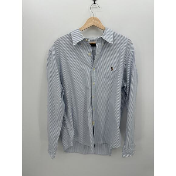 Ralph Lauren Button Down Shirt Men XL Pinstripe Preppy Oxford Pony Cotton - Picture 1 of 7